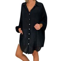 Womens Blouse Loose Women Plus Size Tops Women Casual Lapel Neck T-Shirt Ladies Short Sleeve Buckle Blouse (5XL, Black)