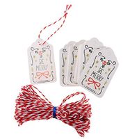 50pcs Christmas Gift Tags Paper Tags Xmas Hang Tags with Jute Twine Hanging Gift Wrap Tags Cards Label Xmas Tree Decor - Bow