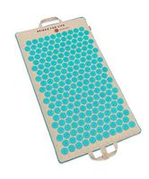 Acupressure Spike Reflexology Mat, Mini Mat and Pillow Set-Spikes for Life Back and Neck Pain Relief-Natural Linen Cotton (Turquise, Long Mat Lite)