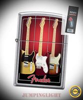 2595 Fender Guitar Street Chrome Finish Full Size Lighter with Flint Pack - Premium Lighter Fluid (Comes Unfilled) - Made in USA!