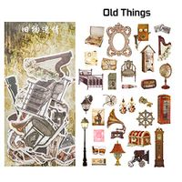 Adhesive Washi Sticker Pack of 60pcs - Yosy Old Things Theme Planner Stickers Decorative Sticker Collection for Scrapbooking, Calendars, Arts, DIY Crafts, Album, Bullet Journals