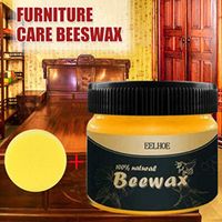 All Natural Wood Seasoning Beeswax - Coconut Oil and Wax Tin Food Safe Sealer Cleaning Care for Furniture,Cutting Board, Bowl and Houseware (1PC Beewax W/Sponge)