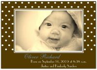 Polka on Brown Birth Announcements - Set of 20