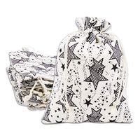 12pk 12x16 Cotton Canvas Muslin Gift Bags with Drawstring for Presents, Party Favors, Samples (Black Stars, Extra Large) by TheDisplayGuys
