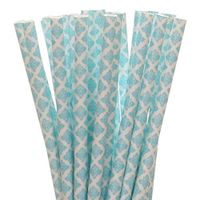 Biodegradable Paper Straws Blue Damask (75)