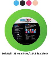 Green Kinesiology Tape Uncut Roll - Bulk Jumbo Clinical Size Recovery Sports Athletic Injury Therapeutic Support PRO Physio Therapy (35 mt x 5 cm / 114.8 ft x 2 in) kt Rock-Tapes rocktapes