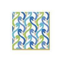 Caspari Flamingo Flock Paper Cocktail Napkins in Blue - 20 Per Package