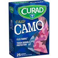 Curad Camp Camo Bandages One Size Pink 25 Each (Pack of 3)