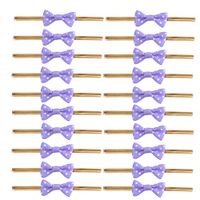Hemoton 100pcs Colors Bow Tie Twist Lovely Cute Bow Twist Tie for Bakery Candy Lollipop Sealing Cello Bag Treat Bag(Purple)