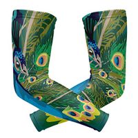 LEVEIS Peacock Painting Arm Sleeves UV Protection for Men Women Sunblock Protective Gloves Running Golf Cycling Driving Long Arm Cover 1 Pair