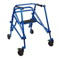 Klip Lightweight Posterior Rollator Walker/Gait Trainer 4 Wheel - with Flip-Up Seat for Toddlers, Kids, Teens with Special Needs/Cerebral Palsy-Front Swivel Wheels, Height Adjustable, Foldable (Large)