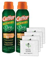 Cutter Backwoods Dry Insect Repellent, Aerosol, 4-Ounce, 2 Pack W/ 4 Bonus Moist Towelettes!