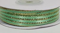 Ben Collection 1/8" X 100 Yards Double Face Satin Ribbon with Metallic Gold & Silver Edge (Mint & Gold)