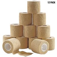 MEDca Self Adherent Cohesive Wrap Bandages 2 Inches X 5 Yards 12 Count with Strong Elastic First Aid Tape for Sprain Swelling and Soreness on Wrist and Ankle (Skin Color)