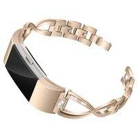 Watch Charge 2 Strap,Stainless Steel Band Metal Wristband X-Link Strap Watch Bling Jewelry Metal Wristband Bracelet Replacement Accessories for Fitbit Charge 2 Tracker Watch (Light Gold)