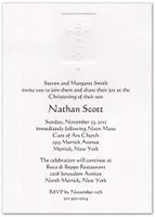 White Embossed Cross Baptism Christening Invitations - Set of 20