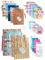 Gift Mate 56 Piece Gift Bag Set with Inserted Drawstring Ribbons