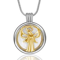 INFUSEU Guardian Angel Pendant Necklace Aromatherapy Essential Oil Diffuser Locket Jewelry with 12PCS Refill Replacement Pads for Women Gift Set