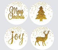 48pack White Merry Christmas Joy Deer Tree Assortment Stickers Labels Envelope Decorative Seals -1.5inch