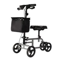 EGCLJ Knee Rollator Walker with Seat Wheel, Steerable Knee Walker with Brakes, Fold Down Handle Adjustable Height Drive Single Leg Rehabilitation Walker