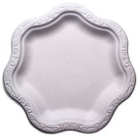 [100 COUNT] 9" inch Disposable Floral Medium Premium White Plates Acanthus Collection Natural Sugarcane Bamboo Fibers Bagasse 100% Byproduct Eco Friendly Environmental Plastic Paper Plate Alternative