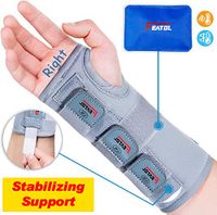 Wrist Brace for Carpal Tunnel, Adjustable Arm Compression Hand Support with Splints & Ice Pack Wrap, Right Hand, Large/X-Large, Wrist Support Brace for Tendinitis,Injuries, Wrist Pain, Sprain, Sports