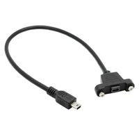 Mini USB Panel Mount Eextension Cable, UseBean[1ft 2 Pack] USB 2.0 Mini B Male to Mini B Female Connector Charging & Sync Adapter Cable,Black