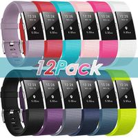 ZEROFIRE Bands Compatible for Fitbit Charge 2, Replacement Adjustable Sport Bands for Charge 2 Heart Rate Fitness Wristbands, Women Men, Large - 12 Pack