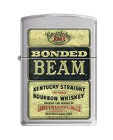 Zippo Jim Beam Bonded Beam Brushed Chrome Pocket Lighter