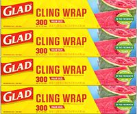Glad ClingWrap Plastic Food Wrap - 300 Sq Ft (Pack of 4)