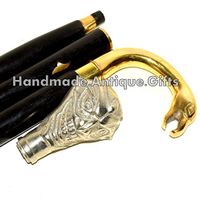 Nautical Gift Decor Brass Joker Designer Style Handle Wooden Vintage Walking Stick Cane Handle