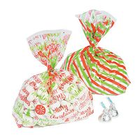 Fun Express - Christmas Plastic Treat Bags for Christmas - Party Supplies - Bags - Cellophane Bags - Christmas - 24 Pieces