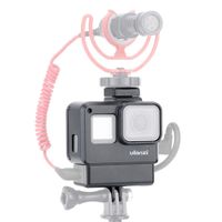 ZUCRQ V2 Gopro Housing Case Vlogging Frame Cage,Cold Shoe Mount for Microphone LED Video Light,Compatible for GoPro 7 6 5, Action Camera Accessories