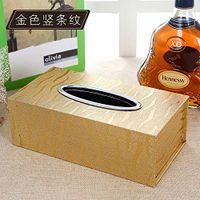 T-ZJHC Car Tissue Box Wooden Napkins hygienic, Golden Vertical Stripes, 23.5 12.5 8.5