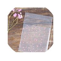 100pcs Polka Dots Frosted Plastic Bag White Blue Pink Self-Adhesive Cookies Clear Cellophane Candy Bags Party Wedding Gifts Bag,7x7cm Pink