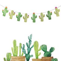 YOUTH UNION Double Sided Cactus Bunting Banner Garland Pennant Tropical Summer Themed Party Festival Luau Hawaii Party Wedding Decoration (1Pc Bunting Banner)