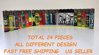24 Pcs Brand New Full Size Refillable CLIPPER Lighters Assorted Style Multiple Design Lighter