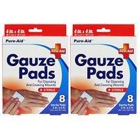 Pure-Aid Gauze Pads 4inch x 4inch-8cts (2 Pack)
