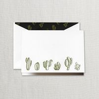 Crane & Co. Engraved Cactus Note with Lined Envelopes- Pack of 20 Cards