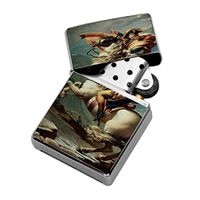 Napoleon Crossing The Alps - Windproof Flip-Top Refillable Silver Lighter with tin Gift Box