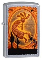 Zippo Lighter: Kokopelli Design - Street Chrome