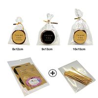 Flat Cellophane Bags with "Thank You" Round Sticker for Gift Packaging, Pack of 40 (10x15cm, Mix)
