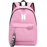 Hosston Kpop BTS Bangtan Boys Backpack Unisex Casual Schoolbag Laptop Bag College Bag Travel Rucksack Nice Gift for A.R.M.Y(Pink 02-BTS)
