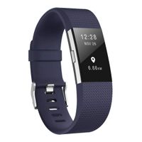 Smasy Replacement Bands Compatible with Fitbit Charge 2, Soft Silicone Adjustable Sport Wristbands Small Large (Navy Blue, Small(5.5"-6.7"))