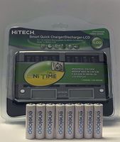 Hitech iC-808UL-LCD 8 Bank Smart Quick Battery Charger/Discharger with LCD Display and 8 AA Panasonic Eneloop 2000mAh Rechargeable Batteries