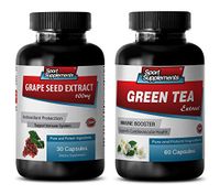Immune System Vitamins - Grape Seed Extract - Green Tea - Green Tea Extract Powder (2 Bottles Combo)