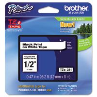 Genuine P-Touch, TZE2312PK, 1/2" (0.47") Standard Laminated P-Touch Tape, Black on White, Laminated for Indoor or Outdoor Use, Water Resistant, 26.2 Feet (8M), 12 Tapes