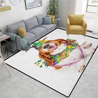 Mardi Gras Vegetables Area Rug Boys Room, Happy Smiling Basset Hound Dog Wearing a Jester Hat Neck Garland Bead Necklace, Easy Maintenance Area Rug Living Room Bedroom Carpet(3'x 8') Multicolor