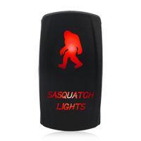 WATERWICH Sasquatch Lights Illuminated Rocker Toggle Switch Waterproof Black Shell/ON-Off DC 20A 12V/10A 24V 5pin/SPST Toggle Rocker Switch for Auto Truck Boat Marine RV Off Road (Red)