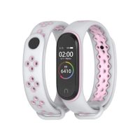 Mijobs Mi Band 3 Strap, Replacement Wristband for Xiaomi Mi Band 4 Sport Version Soft Silicone Wrist Strap Anti-Lost Perforation Double-Color Waterproof Replacement Wristband Strap (Gray and Pink)